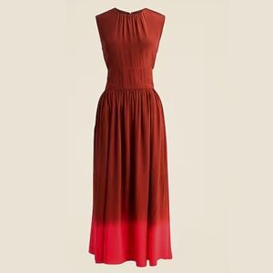 JCREW  CINCHED WAIST MIDI DRESS IN DIP-DYED CREPE DE CHINE